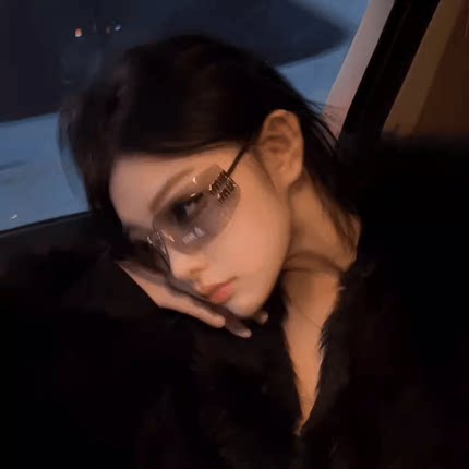 2024新款无框曲面墨镜女y2k轻奢千金风张元英同款高级感太阳镜男