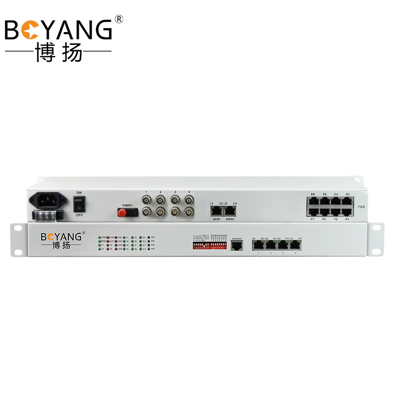 博扬 综合业务电话光端机 4路E1+8路电话+4路百兆以太BY-8P4E4FE