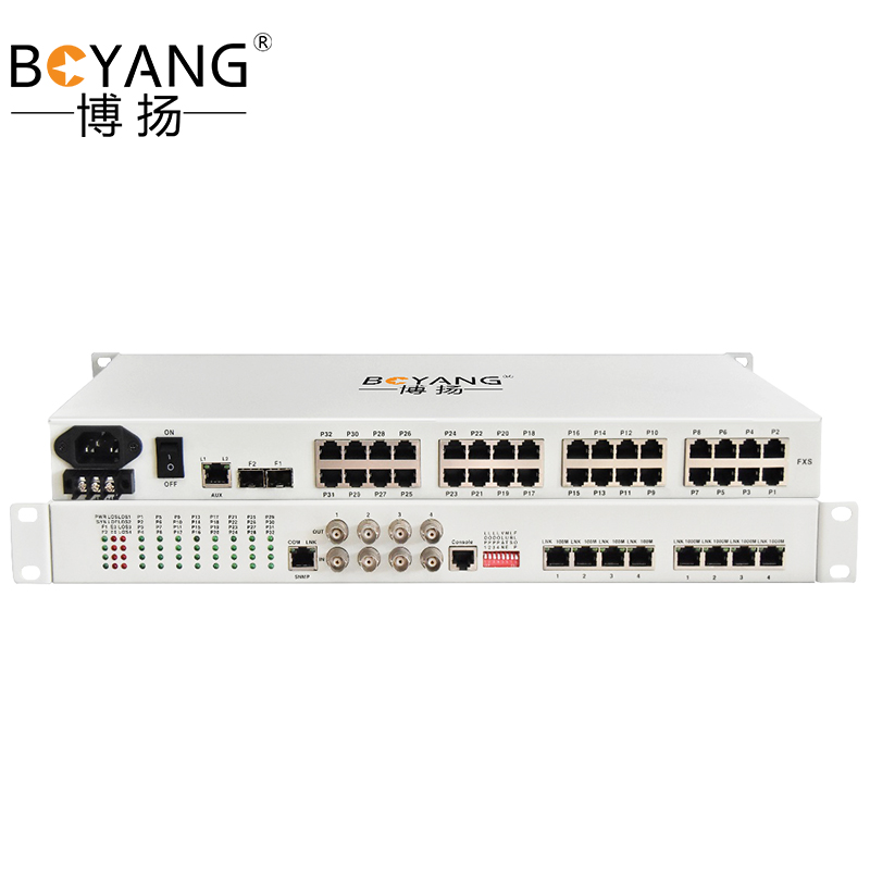 博扬 综合业务电话光端机8E1+8电话+2路千兆+4路百兆以太网物理