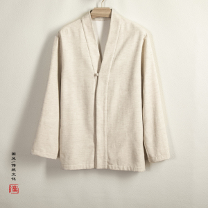 中国风男装冬季保暖加绒衬衫民族风服装改良汉服棉麻盘扣禅修外套