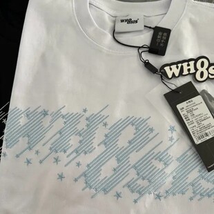 WHOOSIS（不知其名）流星雨logo刺绣短袖T恤夏季简约百搭美式男女