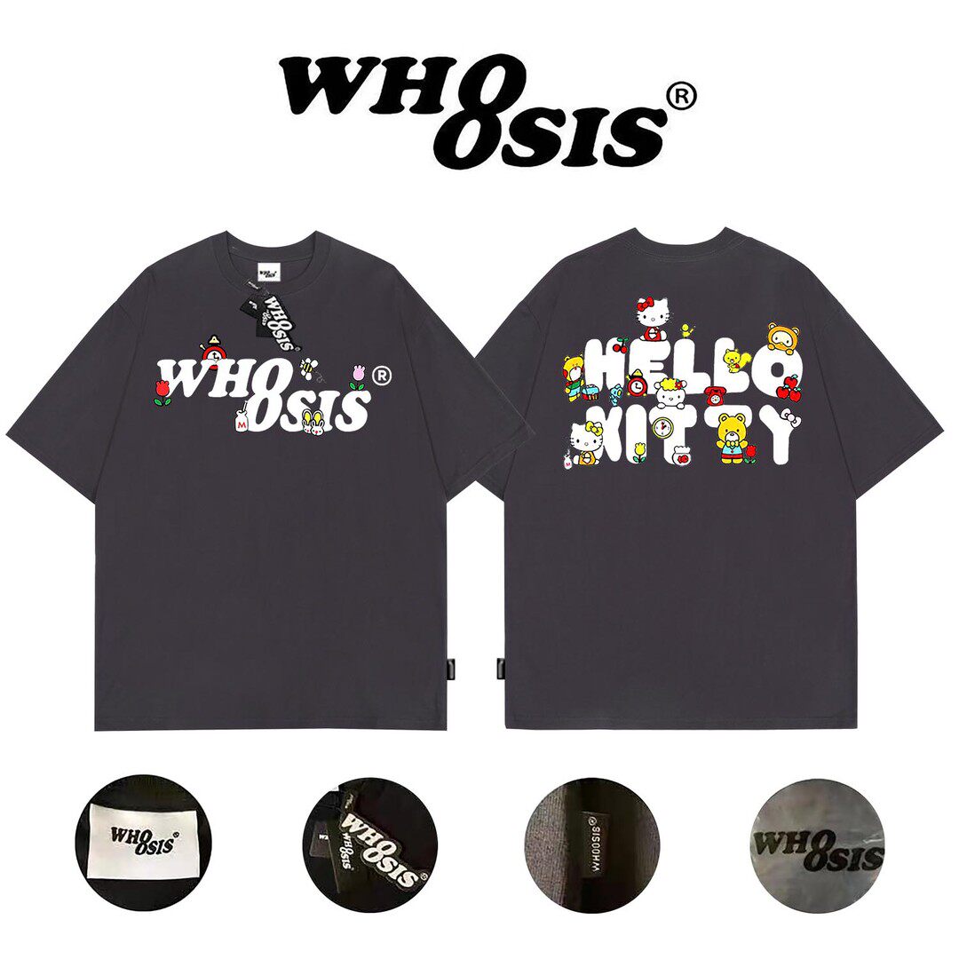 【HELLO KITTY官方联名】WHOOSIS 不知其名短袖t恤休闲宽松男女夏图片
