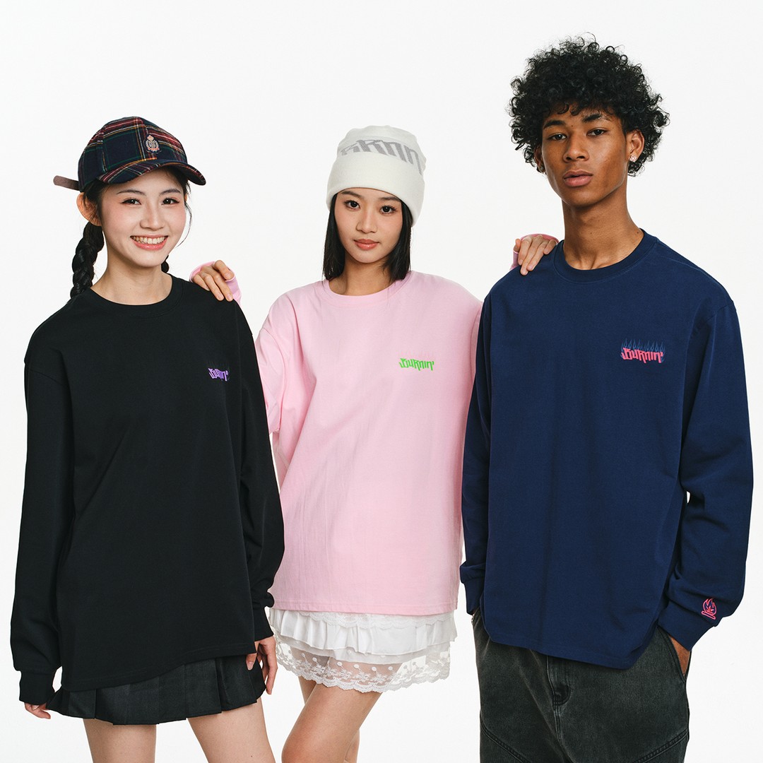 BURNIN*火焰明星同款横排长袖小火苗秋季男女潮流