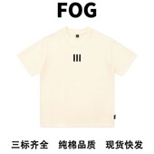 GOD联名款 三条杠植绒短袖 FEAR T恤高街纯棉宽松男女同款 FOG潮