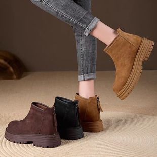 厚底英伦风马丁靴女潮2025新款 小个子短筒靴子 冬季