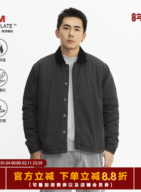 TOPTIER BRO 3M新雪丽高效暖棉水洗工装外套男秋冬季短款衬衫棉服