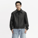 夹克外套 真皮皮衣男自然纹全粒面头层牛皮简约短款 TOPTIER BRO