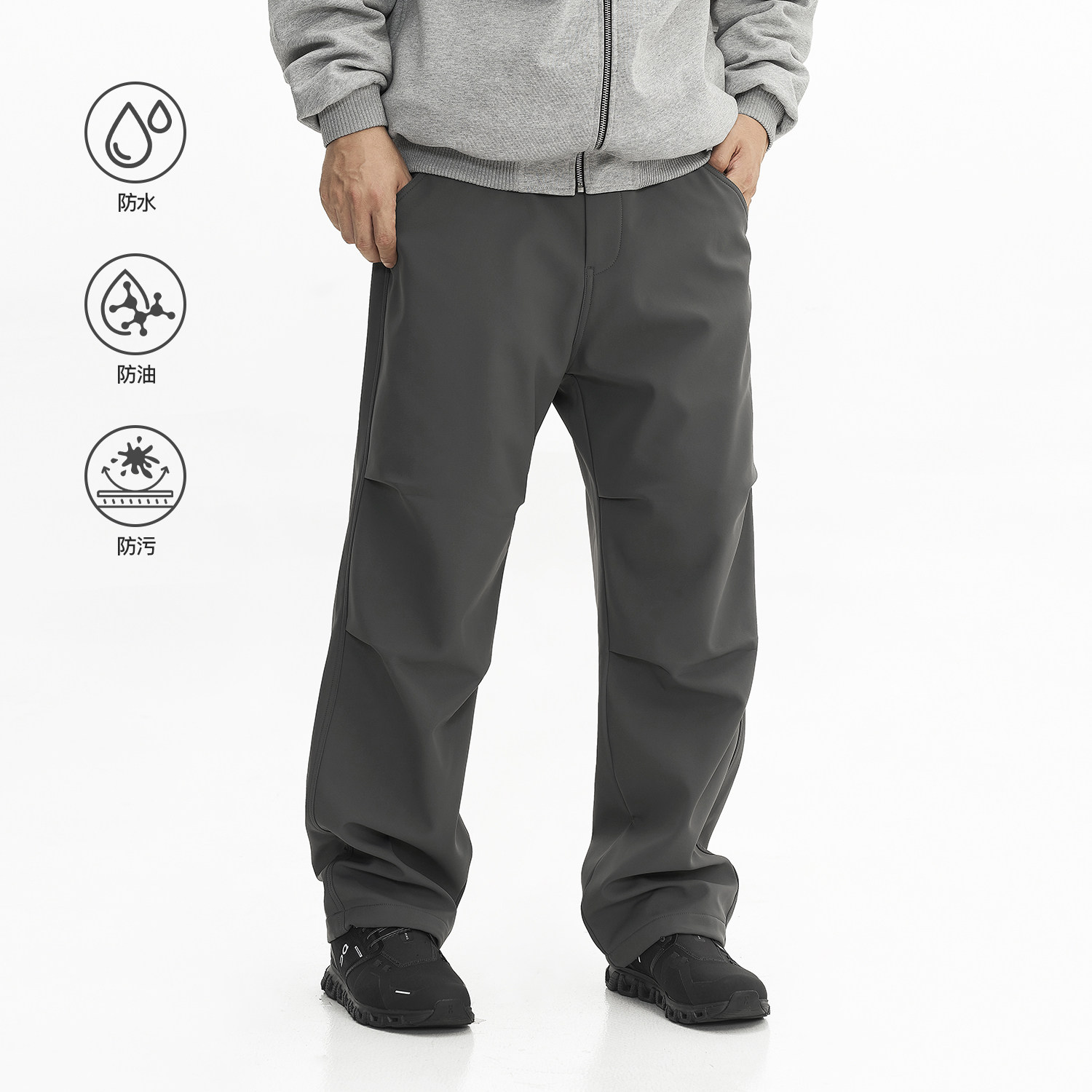 TOPTIER BRO 秋冬季加厚保暖抓绒软壳伞兵裤男户外通勤三防休闲裤