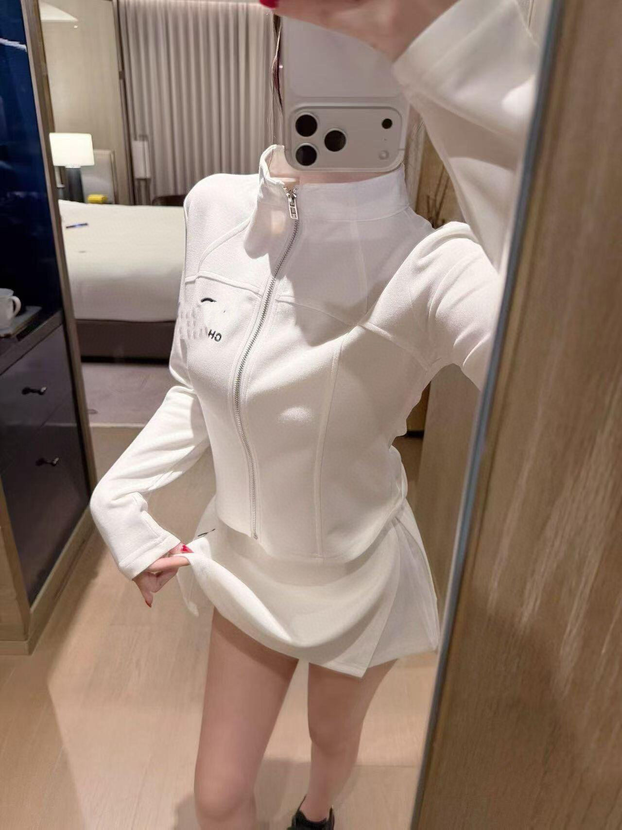 【高品质实拍yb】名媛刺绣休闲套装修身显瘦拉链开衫A字短裙套装