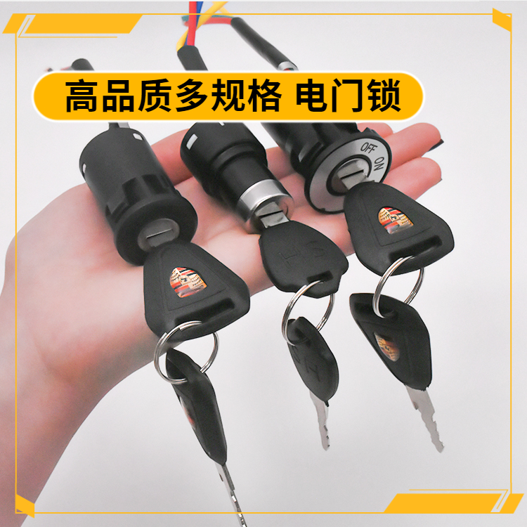 电动车锁电源锁钥匙开关总成电门锁通用电瓶三轮车启动锁芯大中小