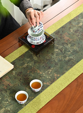 复古防水云纱茶席双层中式禅意