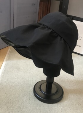 日本RX春夏黑胶空顶帽防晒遮阳帽大帽檐渔夫帽日系折叠遮脸太阳帽