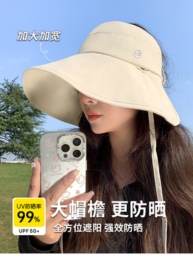 遮阳帽大帽檐透气扎马尾防紫外线