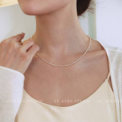 法式轻奢罕见锁骨链米珠天然无核