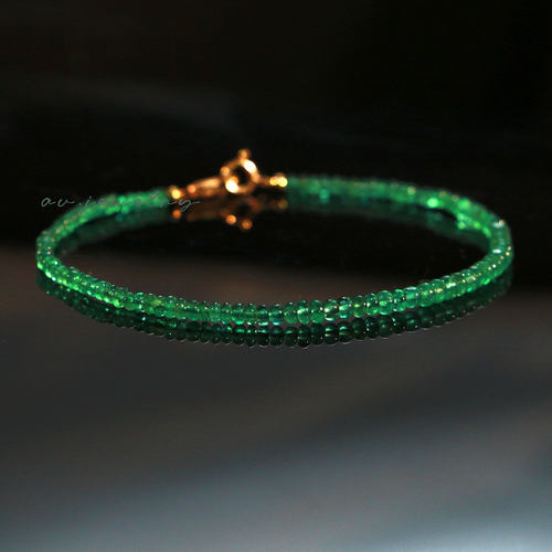 AU珠宝天然祖母绿宝石手链