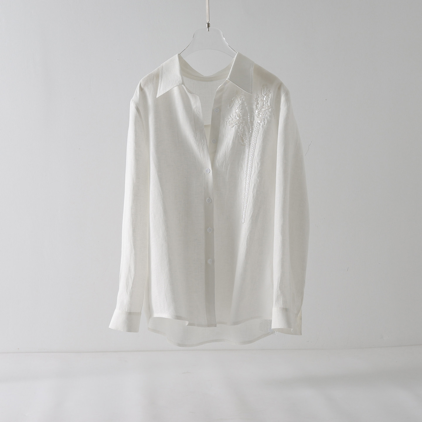 白色亚麻衬衫女 2026春夏 新款 通勤风刺绣宽松长袖百搭上衣,女装/女士精品,衬衫,淘宝优惠券,粉丝福利购,淘宝优惠卷