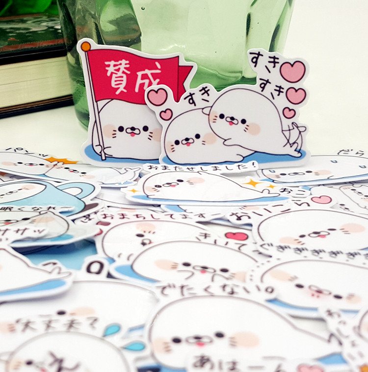 手帐贴纸自制日本line表情手账周边diy手帐装饰贴纸包可爱海豹04