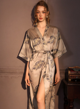 高级感睡衣女春夏款真丝睡袍性感缎面浴袍桑蚕丝绸外袍春秋家居服