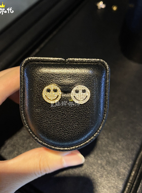 EYEFUNNY黑眼睛18K金笑脸耳钉