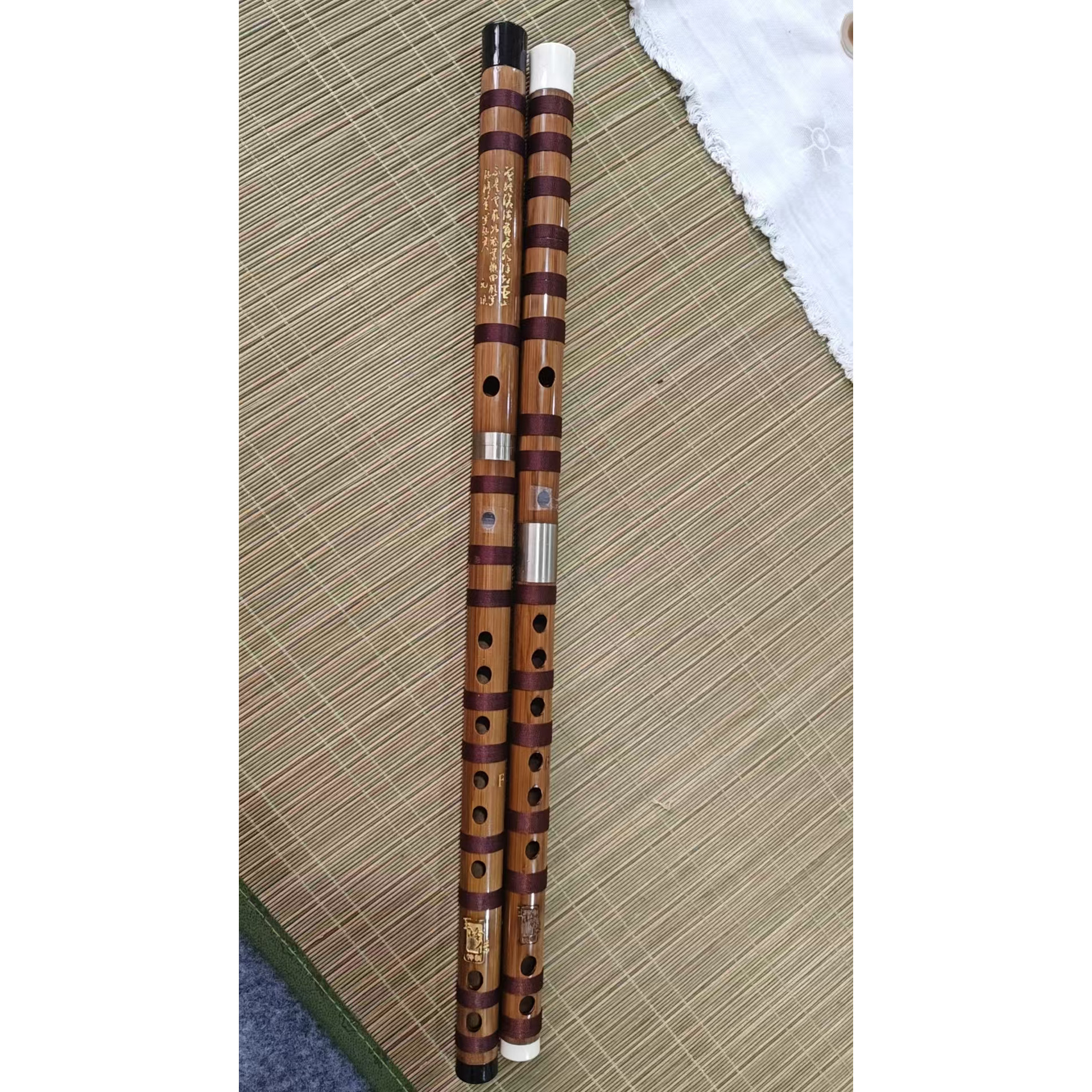 定制款森雀牌专业演奏型竹笛 镶牛角插口两节苦竹笛子CDEFG调