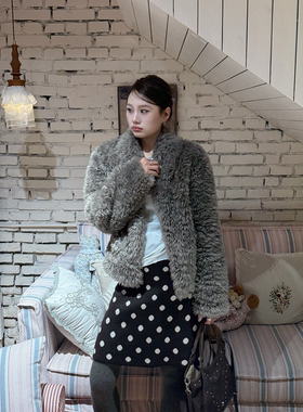 FUTURE BEATS 秋冬韩系女主环保麂皮绒皮毛一体翻领暗扣毛呢外套