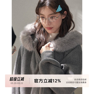 FUTURE BEATS 栖光绒质感花灰毛领可拆卫衣卫裤套装双拉链两件套