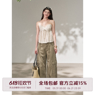 FUTURE BEATS 杜维埃夏日 莱赛尔亚麻吊带直筒休闲工装裤套装