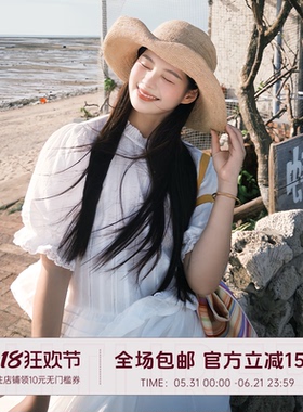 【现货】FUTURE BEATS 白色刺绣蕾丝圆领花边泡泡袖短款短袖小衫
