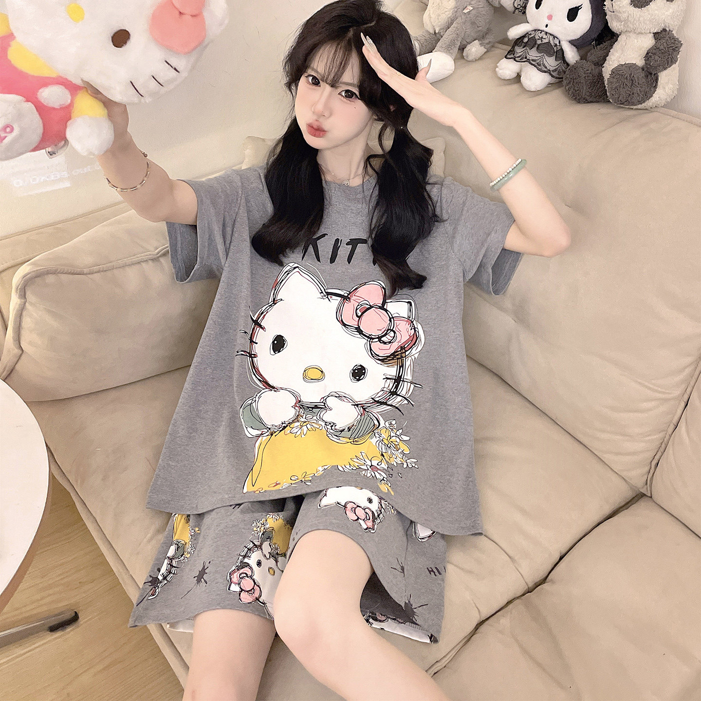 睡衣女款纯棉夏季短袖2026新款卡通可爱学生大码200斤少女家居服