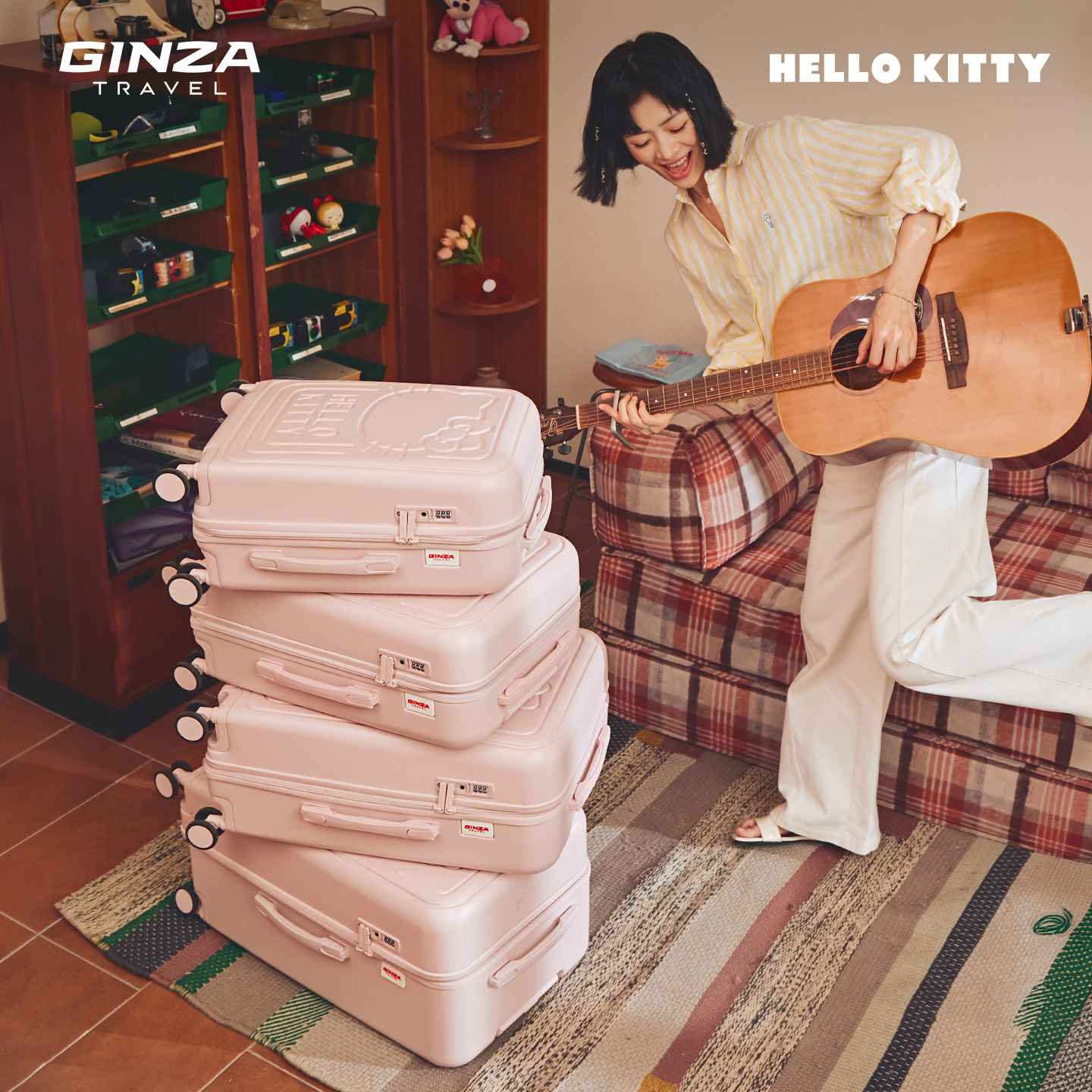 银座xHelloKitty粉色联名行李箱女学生可爱拉杆箱kt猫20寸可登机