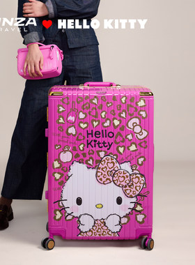 银座xHellokitty2026新款正版联名可爱女行李箱铝框20登机玫红色