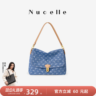 NU纽芝兰丹宁飞马邮差包2025年新款 大容量通勤单肩斜挎牛仔女包