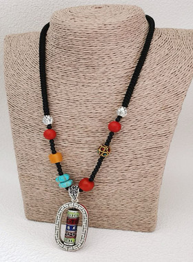 尼泊尔铜合金会转动拉伸项链长款复古装饰挂坠藏式民族风特色男女