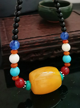 新品手工琥珀蜜蜡短椰壳短项链