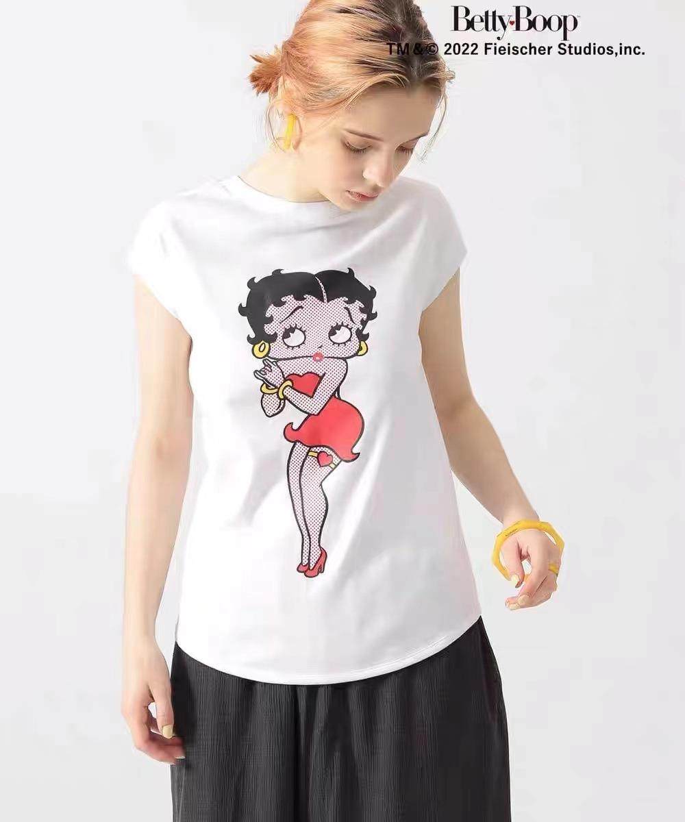 外贸日单screen stars 卡通贝蒂印花圆领套头修身无袖背心t恤女装