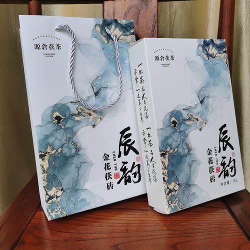 2017年高品质手筑原叶金花茯砖茶1kg安化黑茶高山安化黑茶茯砖茶