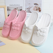 包头拖鞋 凉拖镂空洞洞舒适家用软底拖 女夏天防滑外穿纯色简约时尚