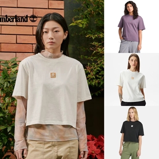 添柏岚/Timberland短袖25新款女小标户外休闲宽松纯棉短款上衣T恤