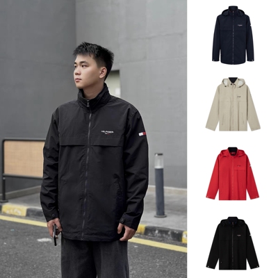 专柜款！汤米TOMMY高端都市户外可收纳帽防风软壳夹克外套78j5244