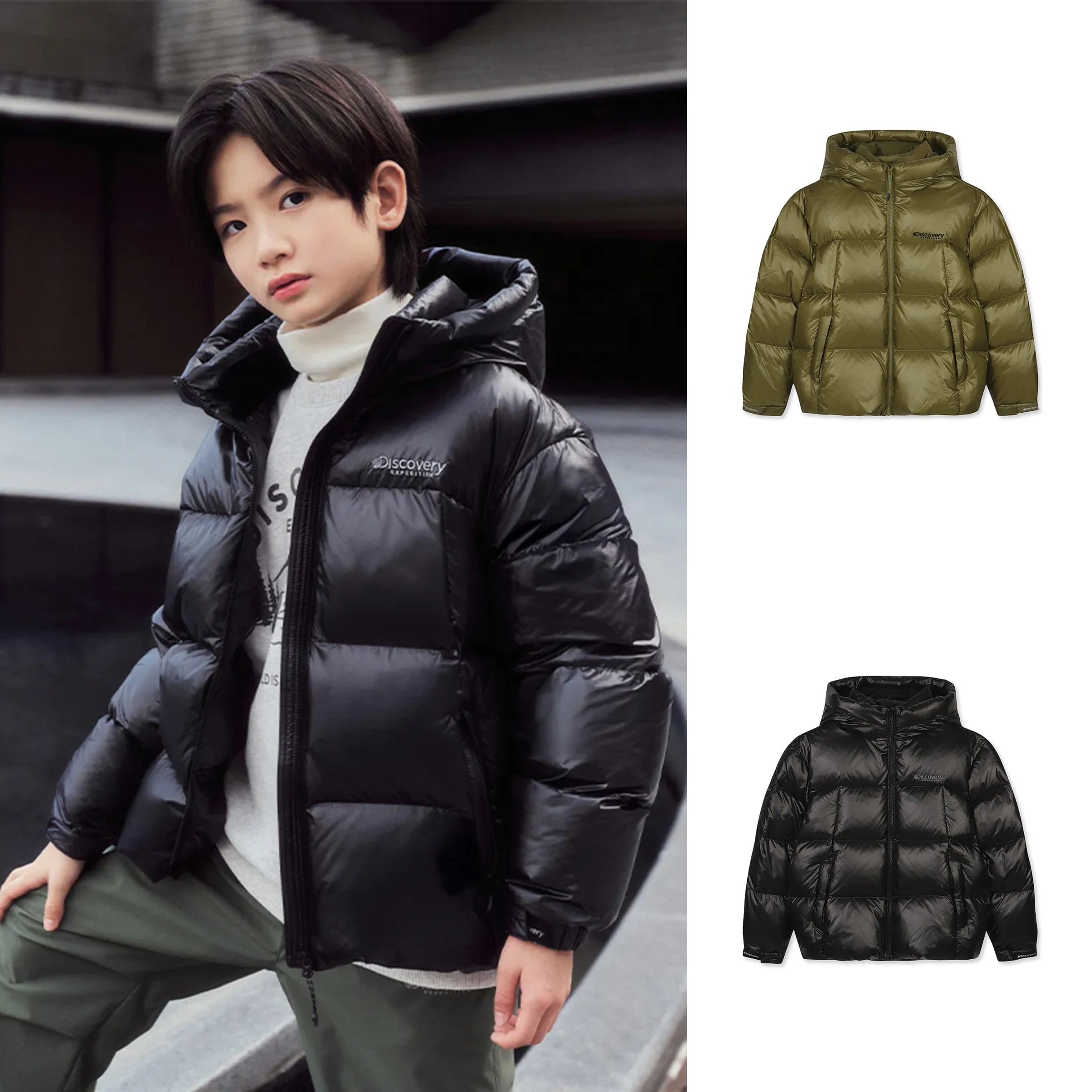 库存很少!正品韩国DISCOVERY探索男女童户外蓬松亮面巨厚羽绒服