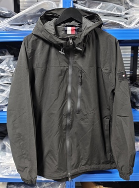 正品现货汤米TOMMY男连帽防风防水全压胶拉链软壳夹克外套XM06033
