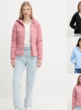美式邻家少女！正品TOMMY汤米美版高腰显腿长女款轻棉服连帽外套
