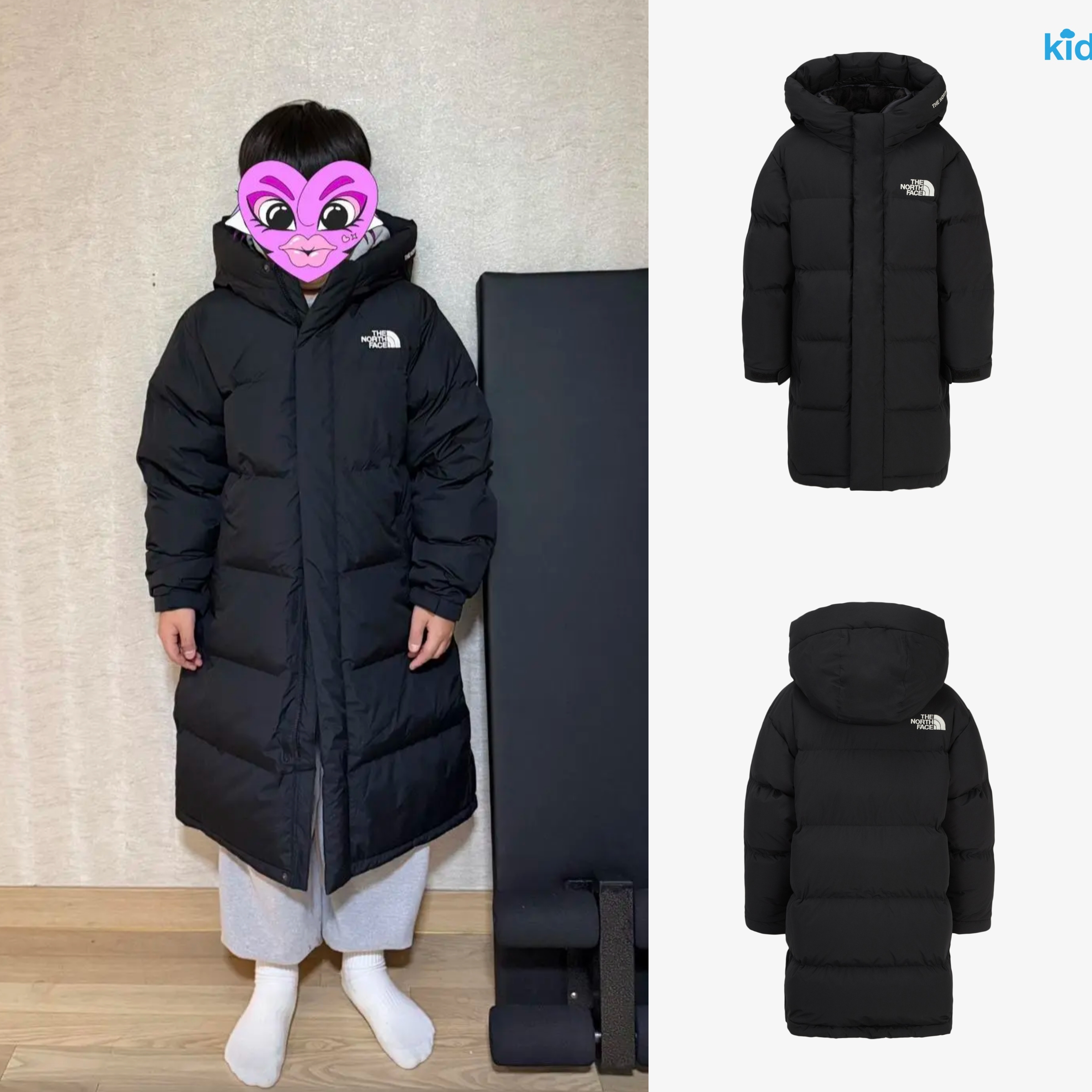 成人可穿！正品THE NORTH FACE/北面韩版25童连帽混合鸭绒羽绒服