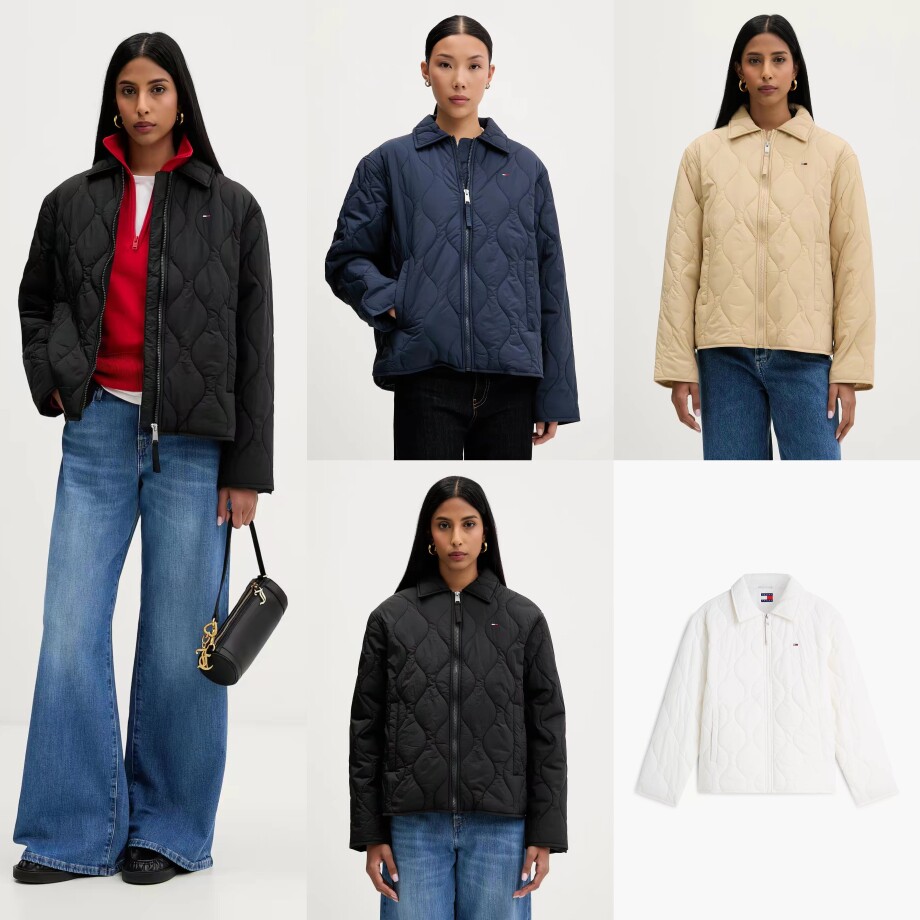 必入款!正品Tommy汤米26秋女波浪绗缝宽松翻领老钱棉服夹克外套