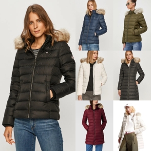 汤米Tommy Hilfiger轻奢风小蛮腰可拆卸帽毛领保暖加厚鸭绒羽绒服