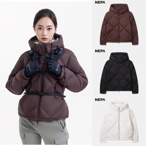 白鹅绒！正品NEPA/耐葩户外25女内衬发热功能性连帽羽绒服7L82027