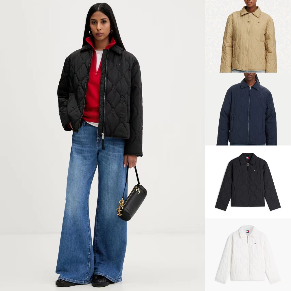 断码甩!正品Tommy汤米26秋女波浪绗缝宽松翻领老钱棉服夹克外套
