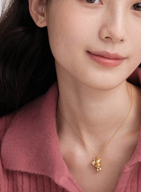 文艺芭蕾小熊原创卡通许愿小熊项链秋冬礼物新款设计感毛衣链