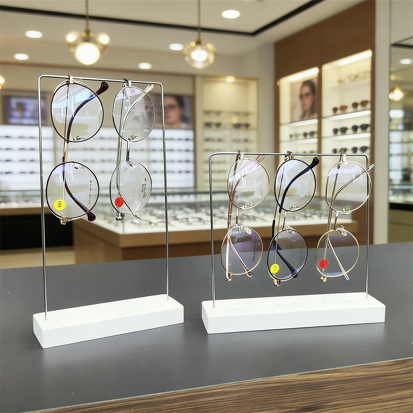 创意悬挂眼镜展示架太阳镜陈列道具金属清漆实木眼镜店装饰摆件潮