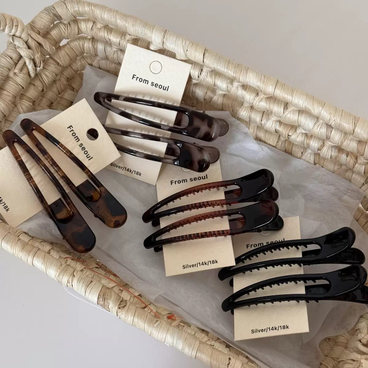 韩国东大门同款复古透明豹纹水滴大发夹刘海侧边鸭嘴夹发卡夹子